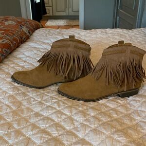 Brown Fringe Ankle Boots